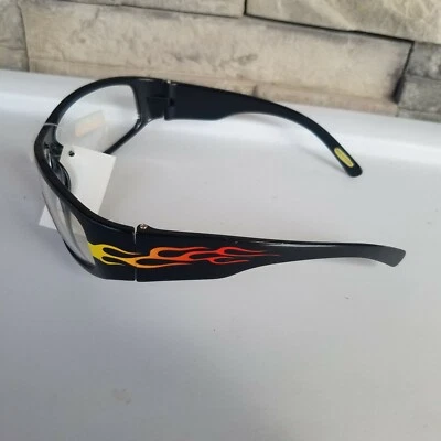 Womens Birdz Blackbird Glossy Black Frame orange Flame Sunglasses Clear Lens B22 - Image 1 of 4