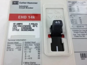 EHD3040L TYPE EHD BREAKER 3P 40A 480VAC MAX 14KAIC - Picture 1 of 5
