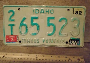 Idaho 1982 Nummernschild # 2T 65 523 weiß mit grünem Schriftzug - Bild 1 von 3