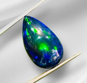 Stunning AAA Ethiopian Black Opal 13X22 mm Pear Cut Gemstone for jewelry Making, - Picture 1 of 10