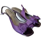 Coach and Four Purple Bow Peep Toe Slingback Kitten Heels, Size 8.5, EUC!