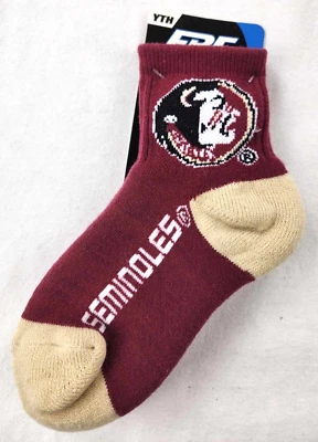 Florida State Seminoles NCAA Para Pies Descalzos Logo Nombre Granate Juvenil Cuarto Calcetines Foto 1 de 4