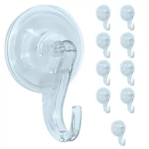 Clear Removable Heavy Duty Suction Cup Hooks For Holiday Wreaths Shower Bathroom - Picture 1 of 8