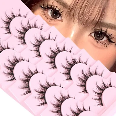 7 Pairs Manga Lashes Natural Look False Eyelashes Anime Lashes Mink Wispy Spiky - Image 1 of 4