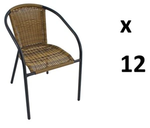 SET of 12 SAN REMO" CHAIRS, STEEL FRAME, RESIN WEAVE, IMPERFECT, BARGAIN PRICE - Picture 1 of 13