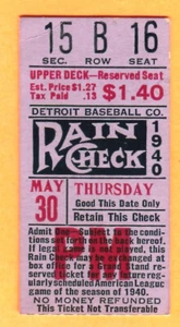 1940 TIGERS/BROWNS TICKET STUB-5/30/40-HANK GREENBERG HR #213/YORK 5 HITS/5 RBI - Picture 1 of 2
