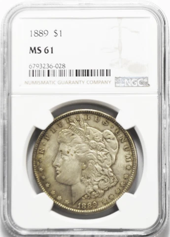 1889 $1 Morgan Silver One Dollar NGC MS61 Philadelphia Uncirculated Cover