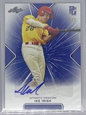 2021 LEAF PERFECT GAME NATIONAL SHOWCASE BLANK BACK BLUE 1/1 AUTO IKE IRISH