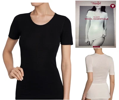 TRIUMPH MAGLIA DONNA MEZZA MANICA 100% LANA ,CANOTTIERA DONNA INTIMA MAGLIA