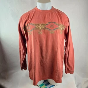 T-shirt Bit and Bridle uomo grande arancione sud-ovest azteco western manica lunga - Foto 1 di 10