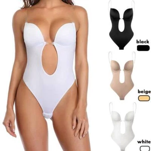 Lady Deep U-Plunge Bra Straps Backless Wedding Bodysuit Shapewear Body Shapers - Picture 1 of 23