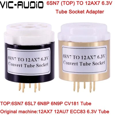 1PC 6SL7 6SN7 TO 12AX7 12AU7 6.3V Convert Tube Socket Adapter Audio Vintage AMP - image 1 of 4