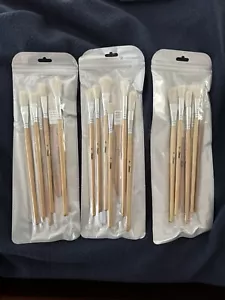 3 sets Gilding Goat Hair Mop Flat Brush Set 7 PCS for Watercolor Oil Painting - Picture 1 of 8