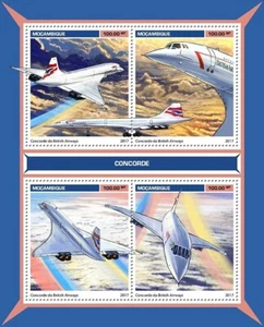 British Airways (BA) CONCORDE Airliner Aircraft Stamp Sheet (2017 Mozambique) - Picture 1 of 1