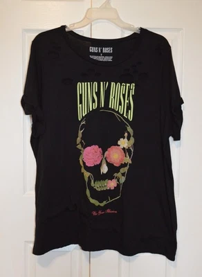 Женская футболка Guns N' Roses Use Your Illusion череп цветы логотип размер 3 черная - Изображение 1 из 4