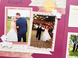 Diseño de álbum de recortes de boda rosa, páginas de álbum de recortes de boda rosa, páginas de boda rosa - Imagen 1 de 10