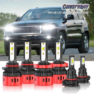 For Jeep Grand Cherokee 2011 2012 2013 LED Headlight + Fog Light Bulbs Combo Kit - Picture 1 of 15