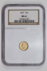 1851 GOLD DOLLAR NGC MS61 - Picture 1 of 2
