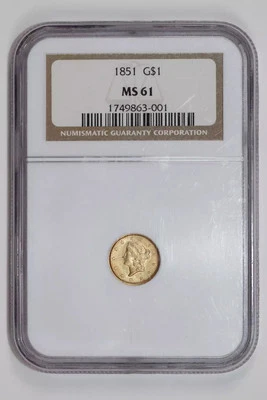 1851 GOLD DOLLAR NGC MS61 - Image 1 of 2