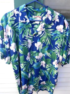 CLASSIC PARADISE FOUND WHITE ORCHID FLORAL MEN'S HAWAIIAN SHIRT SZ X-LARGE RAYON - Picture 1 of 5