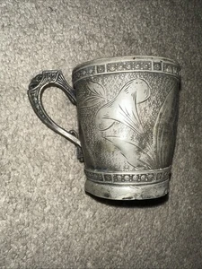 Taza vintage plateada con ilustraciones - Imagen 1 de 7