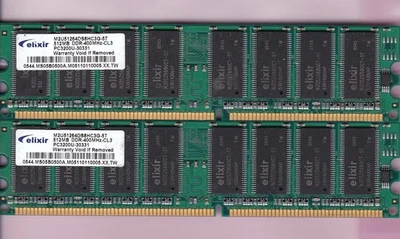 1GB 2x512MB PC3200 ELIXIR DDR-400 RAM MEMORY KIT M2U51264DS8HC3G-5T DDR1 CL3 - Image 1 of 4