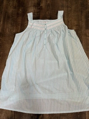 Croft & Barrow Intimates 蓝色白色条纹 Cottagecore 睡袍 1X 棉 — 第 1/4 张图片