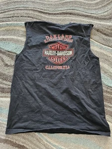 Vintage Harley Davidson Oakland T Shirt Mens Xl Usa Made Black Tank Sleeveless - Picture 1 of 8