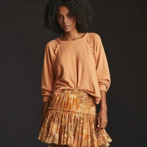 Pilcro Anthropologie Damen Rüschen Raglan Pullover Thermo Oberteil Gr. XS Orange - Bild 1 von 8