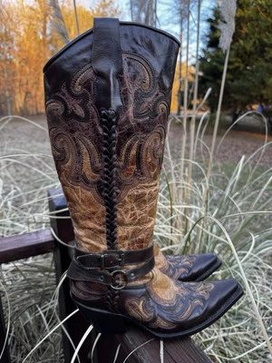 Arnés y tachuelas Corral antiguo de cuero coñac marrón para mujer talla 7,5 M occidental Foto 1 de 4