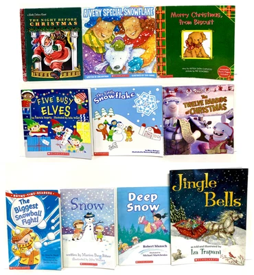 Kids Christmas Book Learn to Read Lot of 10 Picture Winter Snow Story - Image 1 of 4