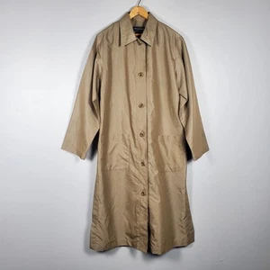 Lagenlook Linen Long Trench Jacket M Olvie Green Button Front   - Picture 1 of 13