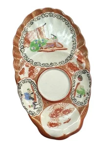 Antique Meiji Handpainted Snack  Saucer Signed Six Iron Red Characters Japan - Picture 1 of 18