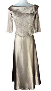 Alex Evenings (TG. 8) Maxi gonna e top a strati 2 pezzi oro/bronzo scintillante - Foto 1 di 13