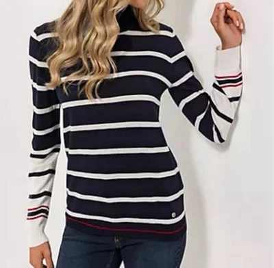 STRANDFEIN Pullover Rollkragen multicolor gestreift figurumspielend.    Gr.48. D - Bild 1 von 3