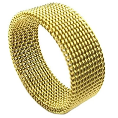 18K Gold Filled Forever Love Flexible Mesh Band Ring Size 6 7 8 9 10 11 12 E022Y - Image 1 of 2