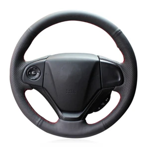 Black Leather Hand-stitched Car Steering Wheel Cover for Honda CR-V CRV 2012-18 - Picture 1 of 12