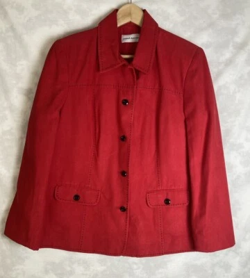 Chaqueta Alfred Dunner Mujer Talla 12 Rojo Gamuza Look Contraste Puntada Botón Delantero Foto 1 de 4