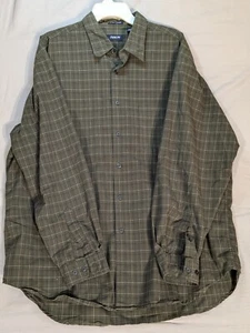 Arrow Mens Green Shirt XL Button Down 1 Pocket Micro Cotton Plaid Long Sleeve - Picture 1 of 6