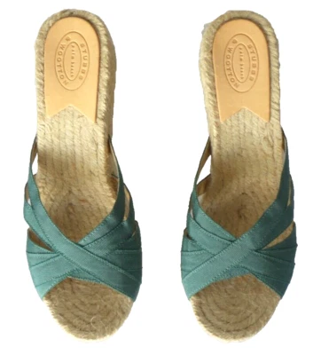 ¡NUEVO! Sandalias alpargatas para mujer $375 Stubbs & Wootton verde azulado "GRACE" 39-9 Foto 1 de 4