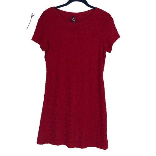 VALENTINO Abito rosso vintage All That Jazz con cuori in velluto all over grafica 3D Love Vibe