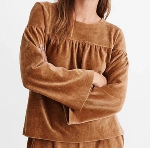 Madewell Texture & Thread Size S Relaxed Fit Cotton Blend Women Swing Top Brown - Picture 1 of 6
