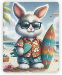 Rompecabezas Surf Bunny Beach - Rompecabezas divertido de verano de 30 piezas para niños - Imagen 1 de 1