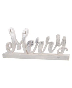 Home Essentials Holiday Silver Merry Sign (NWT) - Picture 1 of 3