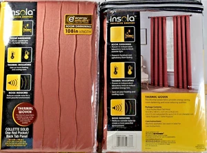 (2) Insola Collette Solid 108-Inch Rod Pocket Window Curtain Panels in Coral - Picture 1 of 3