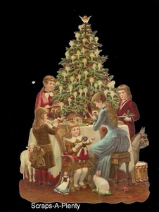 Chatarra troquelada estilo vintage en relieve alemán - Lrg árbol de Navidad regalos BK5122 - Imagen 1 de 1