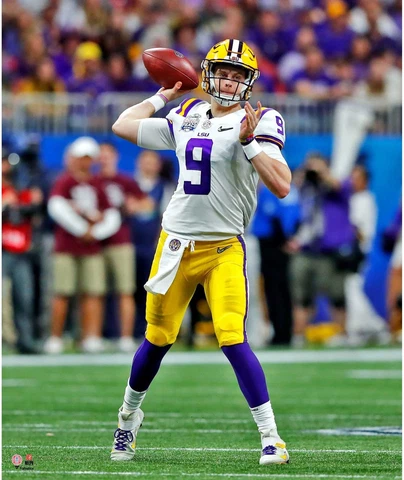 Joe Burrow LSU Tigers Unsigned White Jersey Throwing 20" x 24" Photo - Fanatics Cover