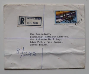 Nigeria 1977 Registered Enugu to Idah P.O. Via Ankpa Benue State Cover - Picture 1 of 2