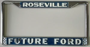 Future Ford Roseville CA Metal Dealership License Plate Frame - Imagen 1 de 3
