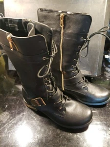 Modern Rush Black Faux Leather Boot 8M Preowned - Picture 1 of 7